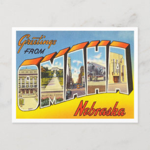 Greetings uit Omaha, Nebraska Vintage Travel Briefkaart