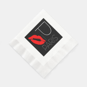 Greetings uit Parijs Red Lipstick Kiss Servetten