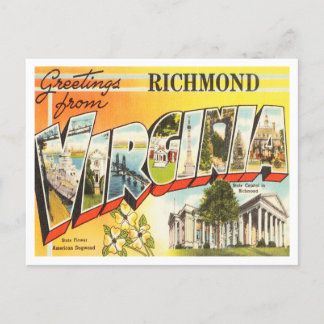 Greetings uit Richmond, Virginia Vintage Travel Briefkaart