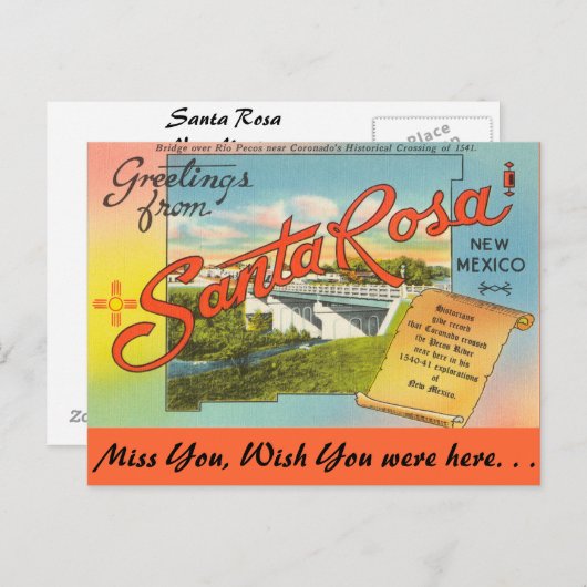 Greetings uit Santa Rosa Briefkaart (Voorkant / Achterkant)