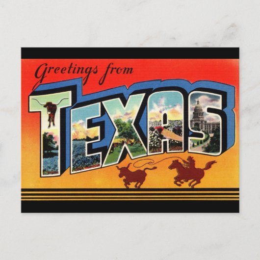 Greetings uit Texas Travel Briefkaart (Voorkant)