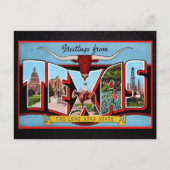Greetings uit Texas Travel Briefkaart (Voorkant)