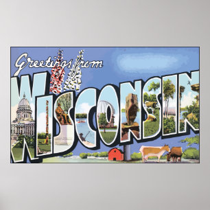 Greetings uit Wisconsin, Vintage Poster