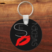 Greetings uit Zweden Red Lipstick Love Kiss Black Sleutelhanger (Voorkant)