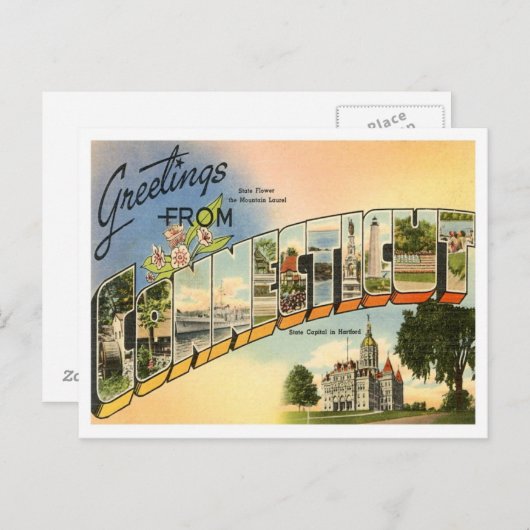 Greetings van Connecticut Briefkaart (Voorkant / Achterkant)