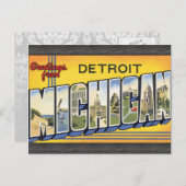 Greetings van Detroit Michigan, Briefkaart (Voorkant / Achterkant)