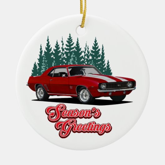 Greetings van Red Camaro Season Keramisch Ornament (Voorkant)
