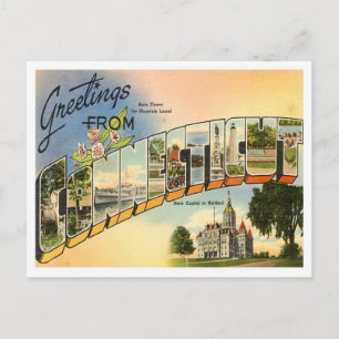 Greetings van Vintage Connecticut Briefkaart