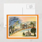 Greetings van Vintage Connecticut Briefkaart (Voorkant / Achterkant)