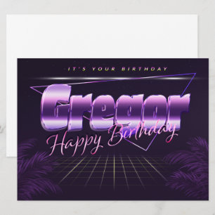 Gregor prénom carte rétro lilas anniversaire