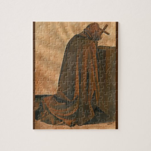 Gregoriaanse monnik in gebed met volle Cassock Legpuzzel (Verticaal)