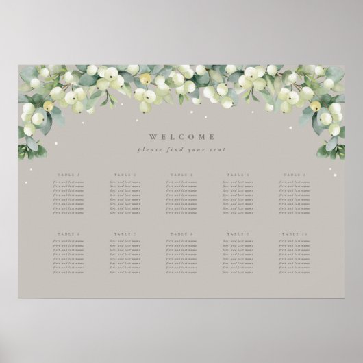 Greige 28x20" 10 Tafels van 8 Zitkaarten Poster (Voorkant)