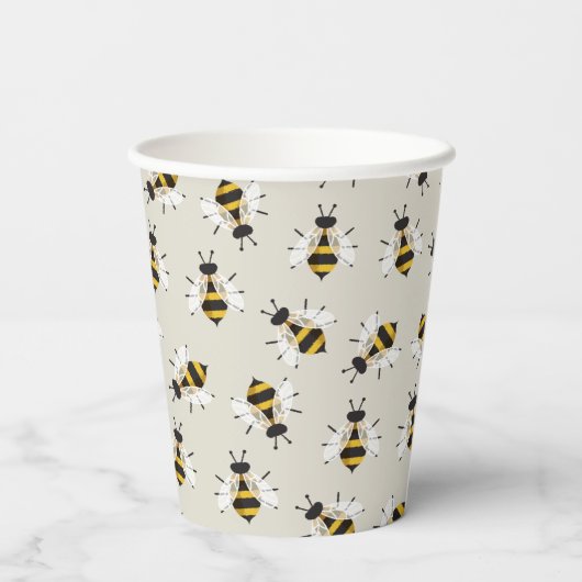 Greige Mama en Baby tot Bee Patterned Paper Papieren Bekers (Achterkant)