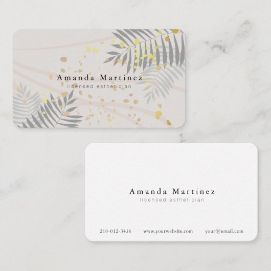 Greige Palm Tree Feuilles lignes sculptées Carte d (Devant / Derrière)