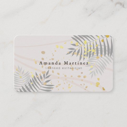 Greige palmboom laat gebeeldhouwde lijnen Visiteka Visitekaartje (Voorkant)