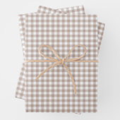 Greige Putty Gray Gingham Check Pattern Inpakpapier Vel (In situ)