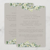 Greige Sneeuwbes+Eucalyptus Wintertrouwdag Programma (Voorkant / Achterkant)