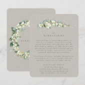 Greige Snowberry+Eucalyptus Bruiloft Aanwijzingen Informatiekaartje (Voorkant / Achterkant)