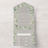 Greige Snowberry + Eucalyptus Bruiloft Multi Event All In One Uitnodiging (Binnen)