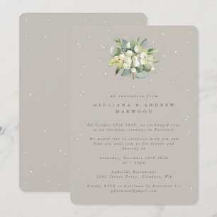 Greige Snowberry + Eucalyptus bruiloft receptie Kaart