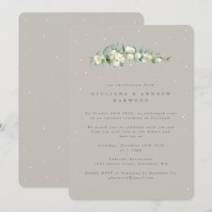 Greige Snowberry + Eucalyptus bruiloft receptie Kaart