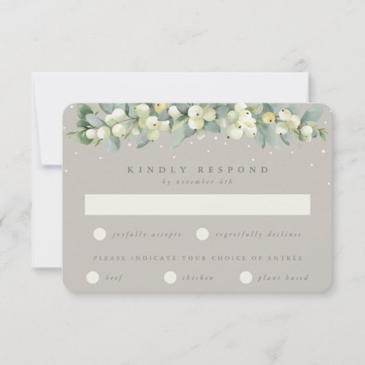 Greige Snowberry + Eucalyptus Garland Winter bruil RSVP Kaartje (Voorkant)