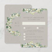 Greige Snowberry+Eucalyptus Mariage bordé RSVP (Devant / Derrière)