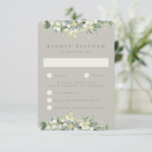 Greige Snowberry+Eucalyptus Mariage bordé RSVP (Debout devant)