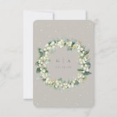 Greige Snowberry+Eucalyptus Mariage bordé RSVP (Dos)