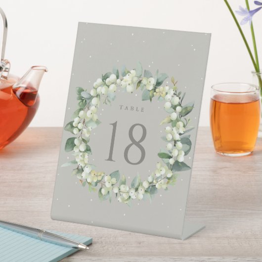 Greige Snowberry+Eucalyptus Trouwtafel Nummer Reclamebord Met Voetstuk (Insitu)