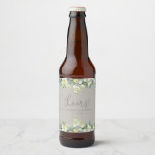 Greige Snowberry + Eucalyptus Winter bruiloft Bier Etiket (Voorkant)