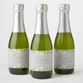 Greige Snowberry + Eucalyptus Winter Bruiloft Mini Sparkling Wijnetiket (Flessen)