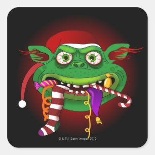 Gremlin Eating Snoep Vierkante Sticker