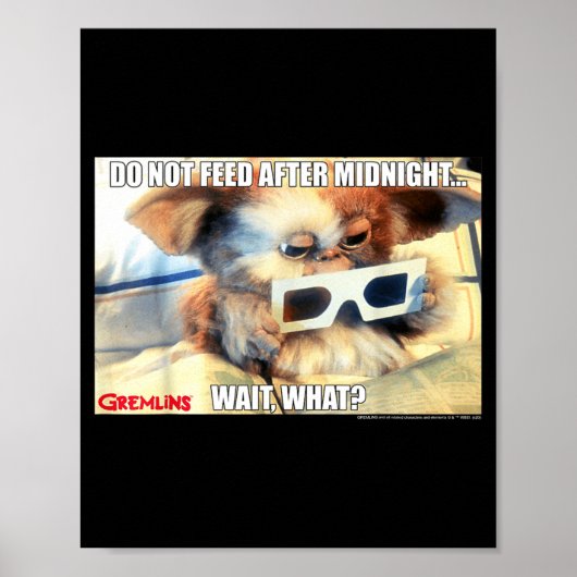 Gremlins Do Not Feed After Midnight Wait What Meme Poster (Voorkant)