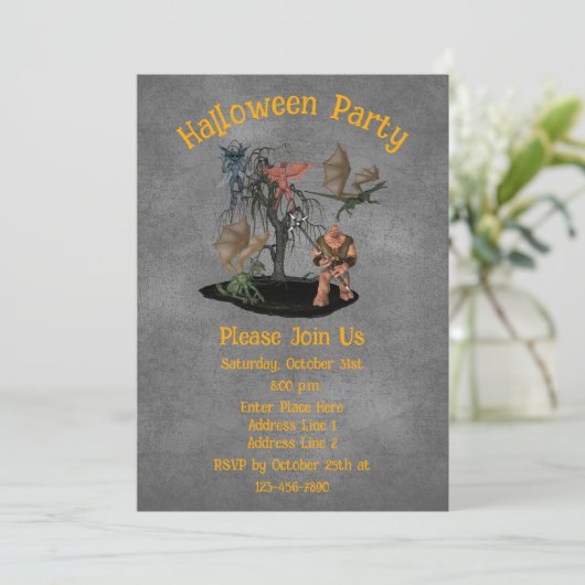 Gremlins Ogre Creatures Halloween Kaart (Staand voorkant)