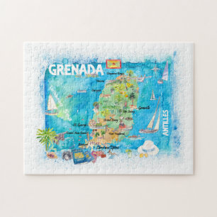 Grenada Antilles Illustrated Caribbean Travel Map Legpuzzel