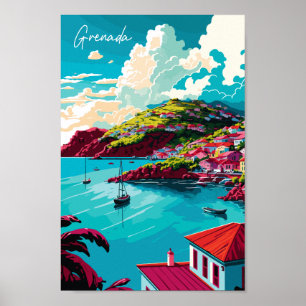 Grenada Caribbean vintage reisillustratie Poster
