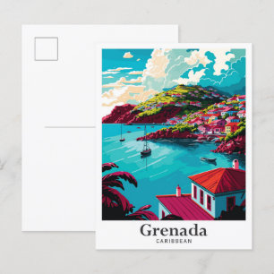 Grenada Caribbean Vintage Travel Portrait Briefkaart