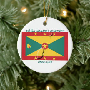 GRENADA & CARRIACOU FLAG MAP  KERAMISCH ORNAMENT