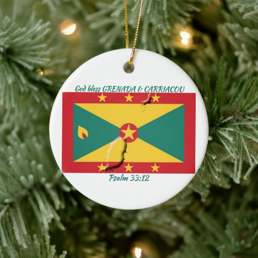 GRENADA & CARRIACOU FLAG MAP  KERAMISCH ORNAMENT (Boom)