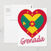Grenada Flag Heart Briefkaart (Voorkant / Achterkant)