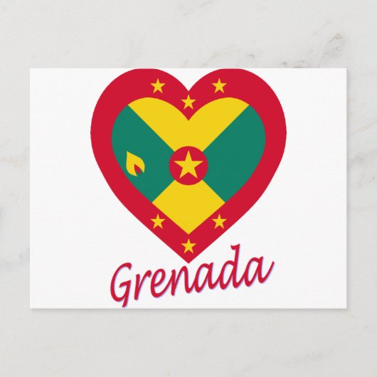 Grenada Flag Heart Briefkaart (Voorkant)
