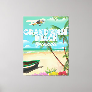 Grenada Grand Anse Beach Travel Poster Canvas Afdruk
