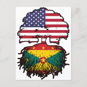 Grenada Grenadian American USA Tree Roots Flag Briefkaart