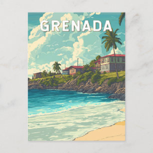 Grenada Illustration Travel Art Vintage Briefkaart
