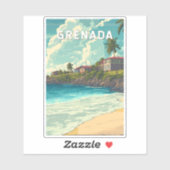Grenada Illustration Travel Art Vintage Sticker (Vel)