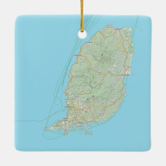 Grenada Kaart Kerstmis Keramisch Ornament (Achterkant)