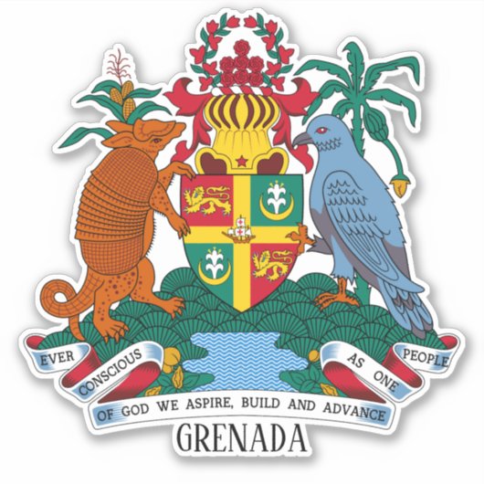 Grenada - nationaal wapenschild patriottisch sticker (Voorkant)