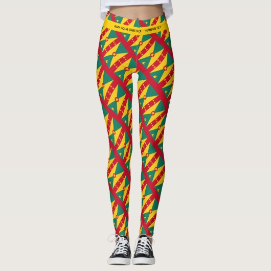 GRENADA Patriottische Schrift RUN UW RACE Custom Leggings (Voorkant)