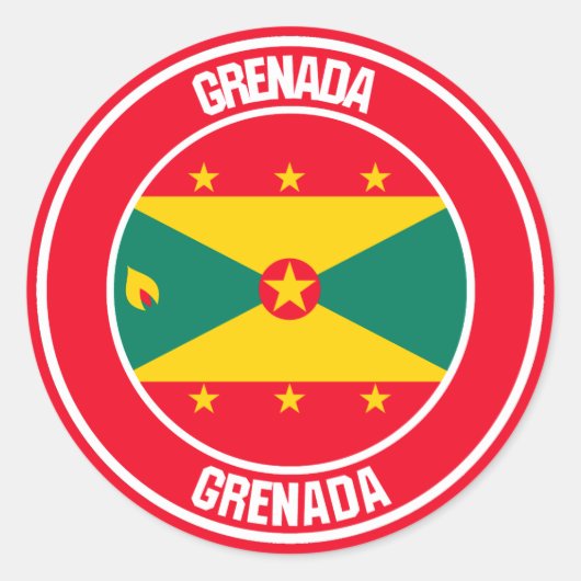 Grenada Round Emblem Ronde Sticker (Voorkant)